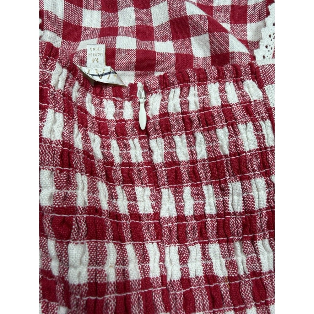 Anthropologie Wayf Midi Dress Red Linen Blend Drop Waist Preppy Boho Medium NWT - Picture 13 of 14